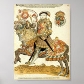 Henry VIII van Engeland op Horseback Poster (Voorkant)
