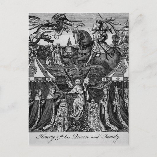 Henry vijfde, zijn Koningin en Familie Briefkaart (Voorkant)