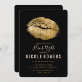 Hens Night Gold Lips Uitnodiging (Voorkant / Achterkant)