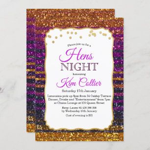 Hens Night Party Glitter Lights uitnodiging