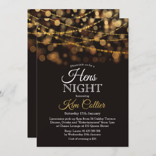Hens Night Party Glitter Lights uitnodiging