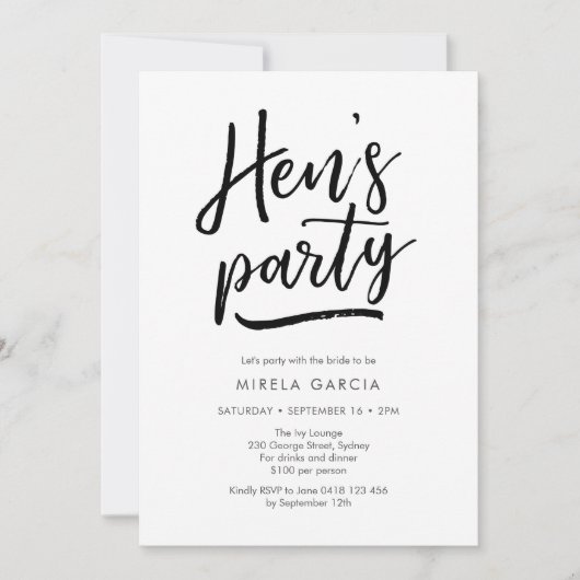 Hen's Party Invitation (Devant)