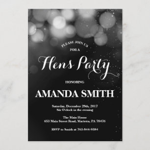 Hens Party Invitation Card Silver Glitter Kaart