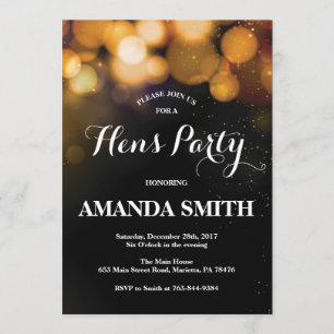 Hens Party Invitation Kaart Gold Glitter