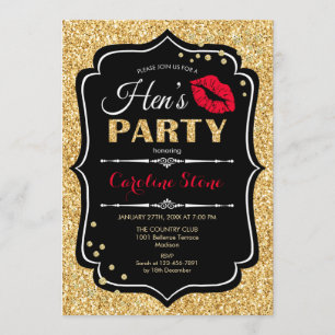 Hens Party - Zwart Rood Goud Kaart