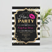 Hens Party - Zwart roze goud Kaart (Staand voorkant)