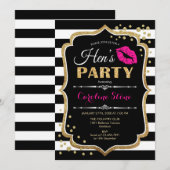 Hens Party - Zwart roze goud Kaart (Voorkant / Achterkant)