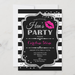 Hens Party - Zwart roze zilver Kaart