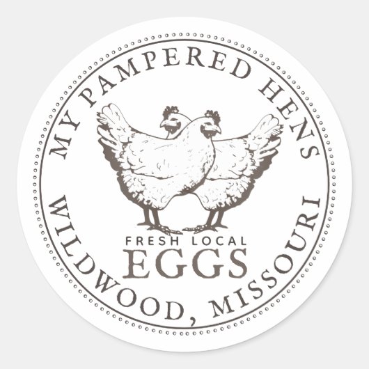  HENS VERS LOKALE EIERLABEL RONDE STICKER (Voorkant)