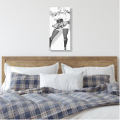 Hentai Meisje Posing Zwart-wit Canvas Print (Insitu (Slaapkamer))