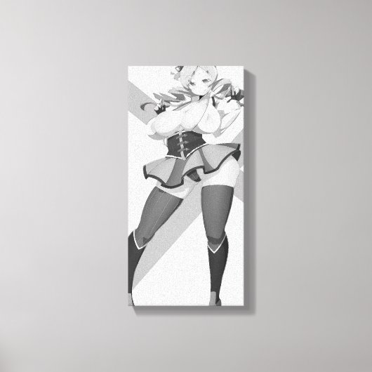 Hentai Meisje Posing Zwart-wit Canvas Print (Voorkant)