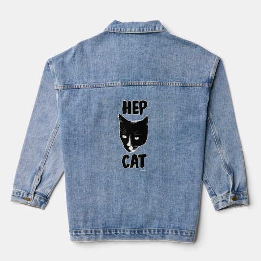 Hep Cat Fun Tuxie Kat Foto Kunst Fun Denim Jacket (Achterkant)
