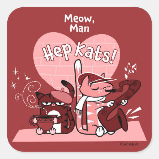 HEP KATS by Jeff Willis Art Vierkante Sticker