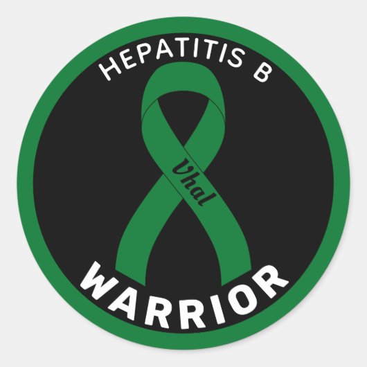 Hepatitis B Warrior Ribbon Black Round Sticker (Voorkant)