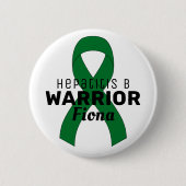 Hepatitis B Warrior Ribbon White Button (Voorkant)