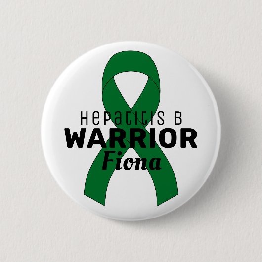 Hepatitis B Warrior Ribbon White Button (Voorkant)