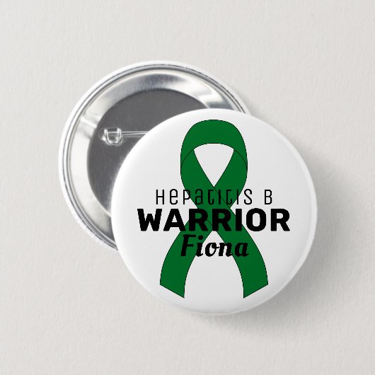 Hepatitis B Warrior Ribbon White Button (Voorkant /achterkant)