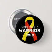 Hepatitis C Warrior Ribbon Black Button (Voorkant /achterkant)
