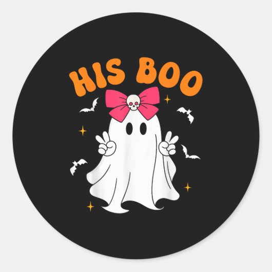 Her Boo & His Boo Funny Matching Halloween Cou Ronde Sticker (Voorkant)