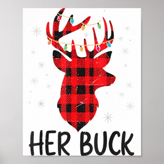 Her Buck Deer Hunting Christmas Husband Gift Coupl Poster (Voorkant)