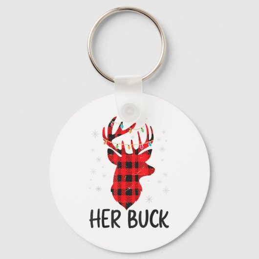 Her Buck Deer Hunting Christmas Husband Gift Coupl Sleutelhanger (Voorkant)