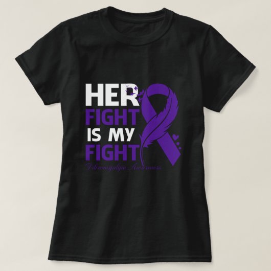 Her Fight Is My Fight FIBROMYALGIA AWARENESS Feath T-shirt (Design voorkant)