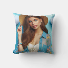 "Her gaze shines brighter than summer　クッション Kussen