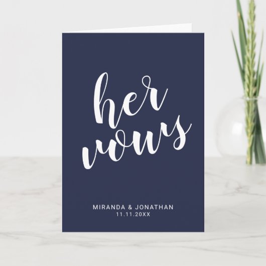 'Her Vows' Navy Blue Elegant Wedding Vows (Devant)