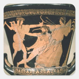 Herakles Struggling, detail van een Attische rode  Vierkante Sticker