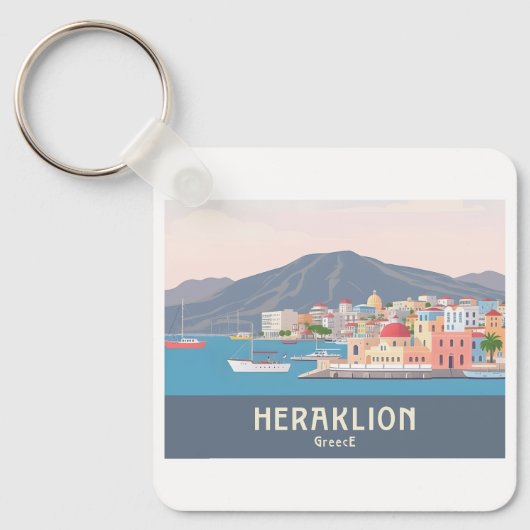 Heraklion Greece Pastel Travel – Venetian Harbor Sleutelhanger (Voorkant)