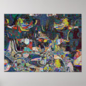 Heraklion Harbour in abstracte Hundertwasser-stijl Poster (Voorkant)