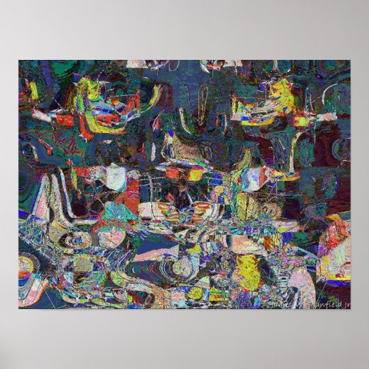 Heraklion Harbour in abstracte Hundertwasser-stijl Poster (Voorkant)