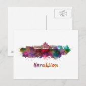 Heraklion skyline in watercolor briefkaart (Voorkant / Achterkant)