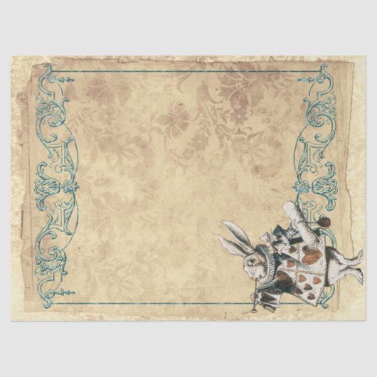 Herald White Rabbit Alice in Wonderland Decoupage Tissuepapier (Voorkant)