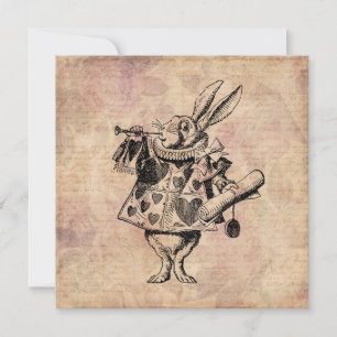 Herald White Rabbit Alice in Wonderland Floral Feestdagenkaart