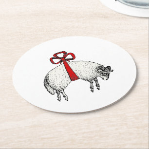 Heraldic Banded Fleece Ram Sheep Crest Embleem Ronde Kartonnen Onderzetter