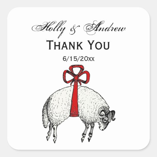 Heraldic Banded Fleece Ram Sheep Crest Embleem Vierkante Sticker (Voorkant)