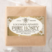 Heraldic Bee Honeycomb Miel Étiquette Or ivoire (En situation)