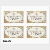 Heraldic Bee ivoire Oval Miel Étiquette Or Honeyco (Feuille)