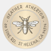 Heraldic Bee Metallic Gold Envelope Seal Ronde Sticker (Voorkant)