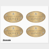 Heraldic Bee Metallic Gold Honey Label Oval (Vel)