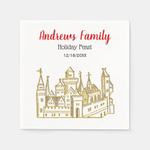 heraldic Castle #2 Crest Faux Gold Xmas Servetten