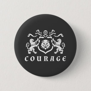 Heraldic Courage Lions Blazon Ronde Button 5,7 Cm