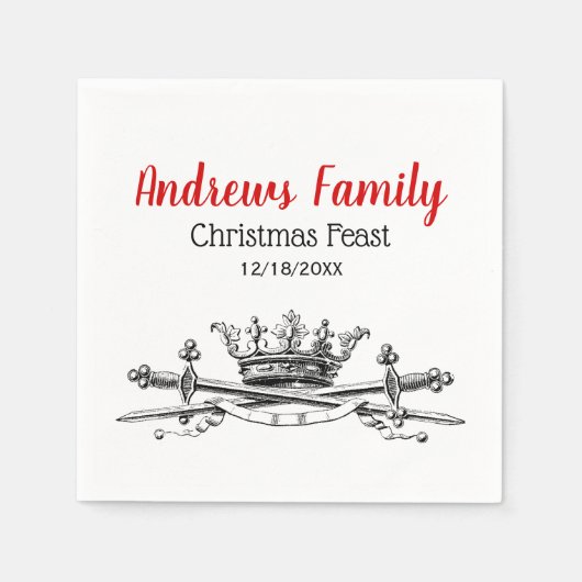 Heraldic Crossed Swords Saber Kerstmis Servet (Voorkant)