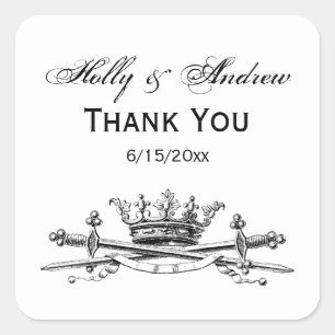 Heraldic Crossed Swords Sabers Emblem Crest Vierkante Sticker