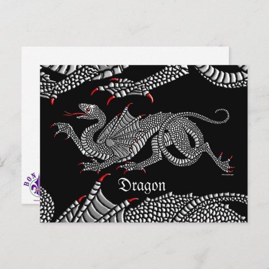 Heraldic Dragon (Argent) - Carte postale (Devant / Derrière)