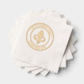 Heraldic Fleur de Lis #26B Familienaam Datum Estd Folie Servetten (Insitu (Gestapeld))