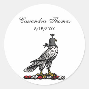 Heraldic Hunting Falcon Wearing Hood C Ronde Sticker