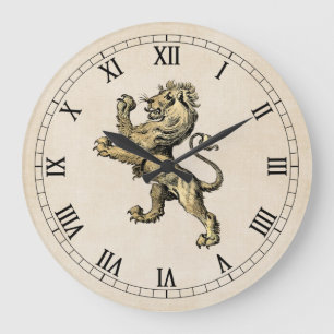  Heraldic Lion op Cream Wall Clock Grote Klok