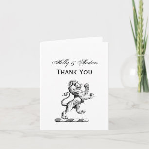 Heraldic Lion Standing Crest Emblem Bedankkaart